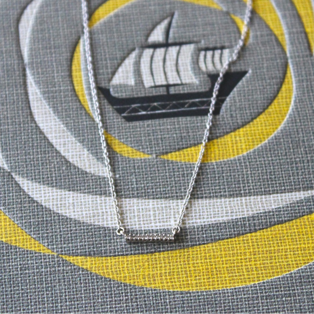 Adina Reyter Sterling Silver Diamond Bar Necklace